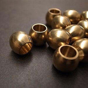 Vintage brass bead barrel shape about 10 x 10 mm