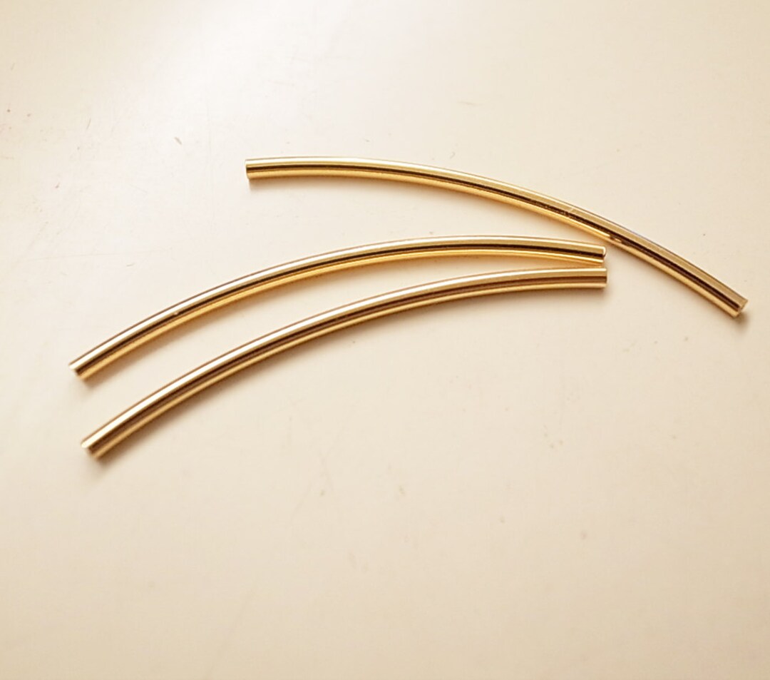 Cuentas De Tubo Curvo Oro Rosa - 80 Piezas, Latón, Forma De Escama De Pescado, 2 Agujeros, Para Hacer Joyería DIY