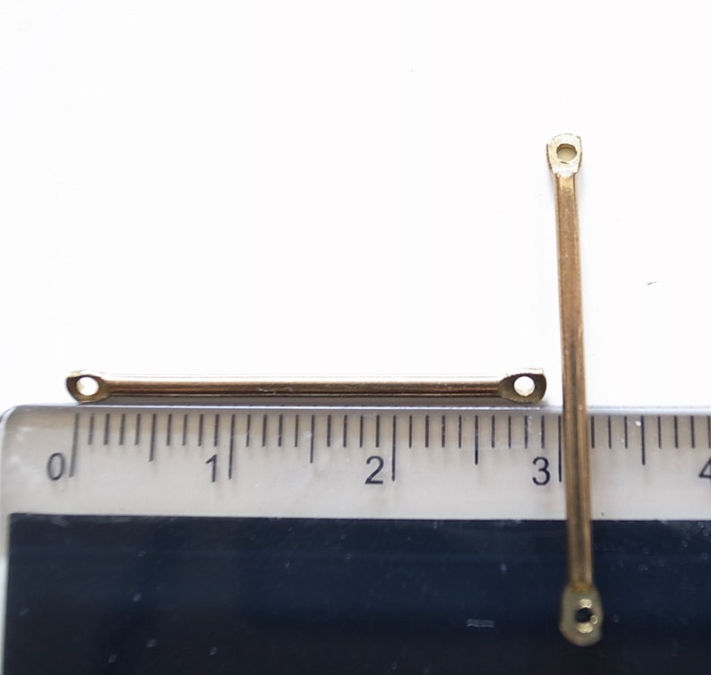 Raw brass connector bar round wire 30x1.5mm image 2