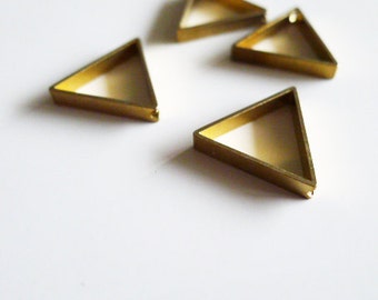 50 pieces of vintage old stock cut raw brass tube outline charm in small triangle geometric shape deco 15mm with hole