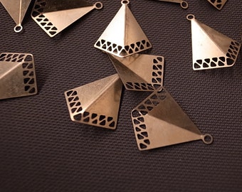 15 pcs bent triangle charm with little triangle holes  22 x 17mm