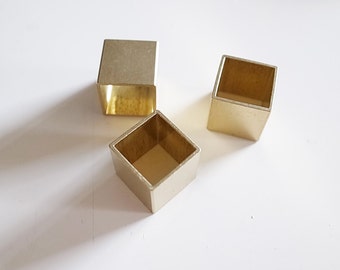 15 pieces of vintage cut raw brass  tube cubic square shape bead cap 12 mm cube oversized
