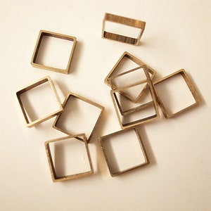 12 pieces of vintage cut raw brass tube outline charm in square box geometric shape 3d cube 12.5 x 12.5 x 2.5 mm image 1