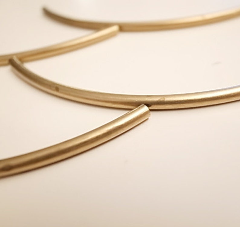 10 pieces of vintage cut raw brass long tube round shape curve bead cap 4x80 mm across