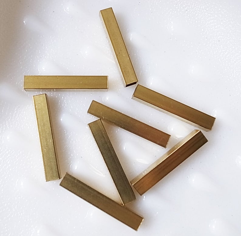 20 pieces of newly made raw brass tube square shape bead cap 5x5x30 mm long cube image 3