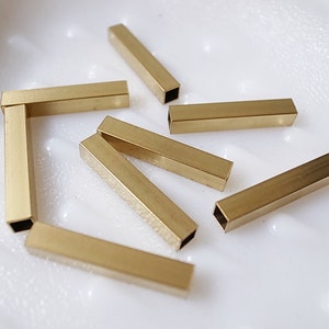 20 pieces of newly made raw brass tube square shape bead cap 5x5x30 mm long cube image 2