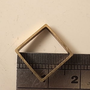 12 pieces of vintage cut raw brass tube outline charm in square box geometric shape 3d cube 12.5 x 12.5 x 2.5 mm 画像 5