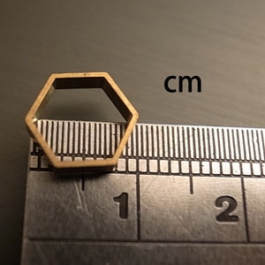 15 pieces of newly made cut raw brass tube outline charm in hexagon shape geometric 9x10x2.5mm wide larger size image 2