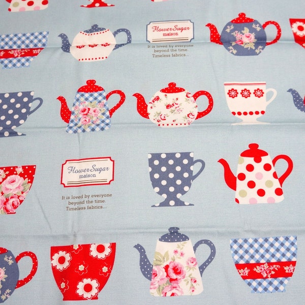 1 meter Tea cup theme Japanese Fabric nc42
