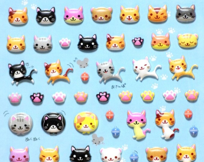 Kawaii Puffy Cat Sticker S1001 - Etsy