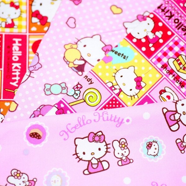 Kawaii Sanrio character Hello Kitty Japanese fabric scrap ( sweets series  LT8)
