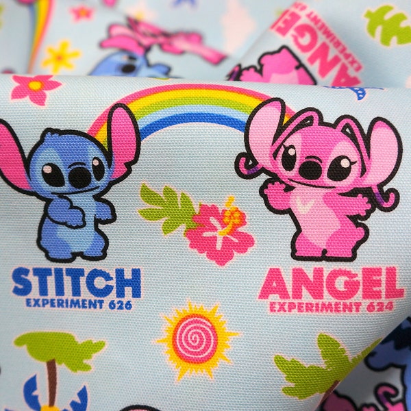 Disney fabric Stitch and Angel 65  cm by 106  cm or 25.5  by 43 inches LAST PIECE