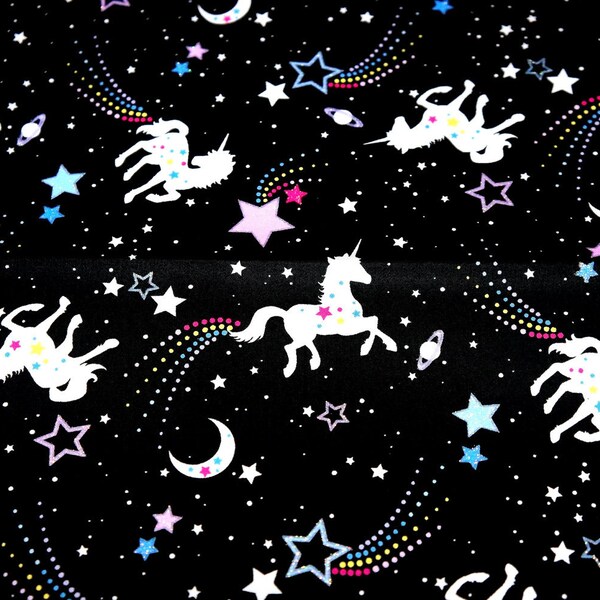 unicorn fabric Unicorn and stars 77 cm by 53 cm or 30 by 21 inches (HAKO13A)
