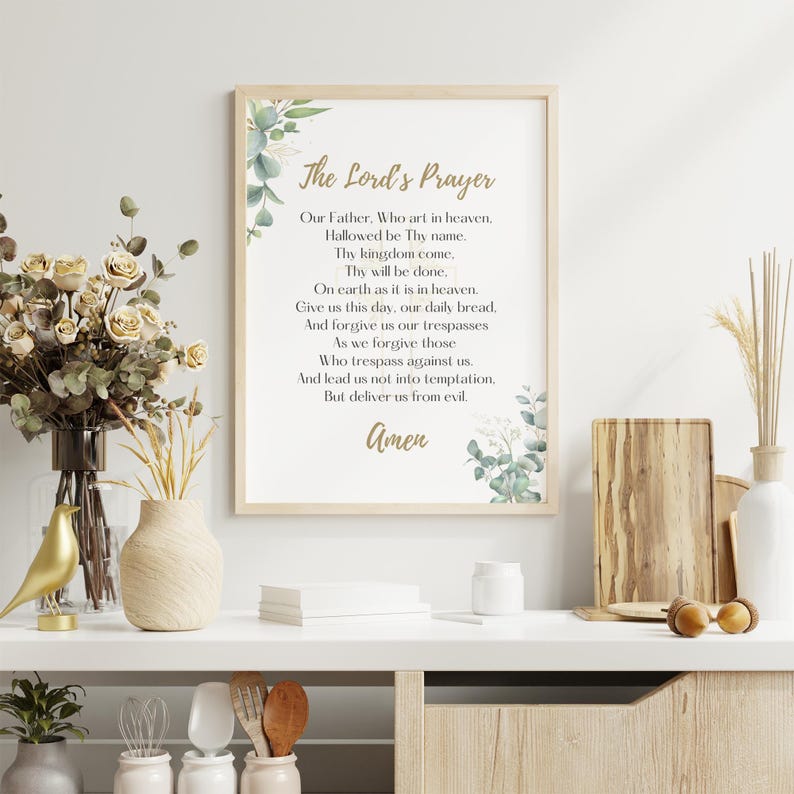 Our Father Prayer Printable Wall Art the Lord's Prayer Catholic ...