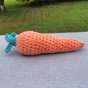 stuffed crochet carrot plushie soft, cuddly, garden