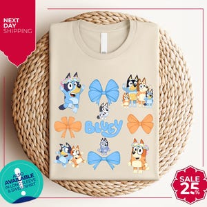 Blue Dog Coquette shirt | Cute Mum Shirts | Blue Dog Kids shirt | Gift For Kids | Bluey Bingo Shirt | Cute Tee | Retro Blue Shirt