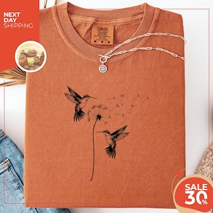 Comfort Colors® Cute Dandelion Hummingbird Shirt | Cute Hummingbird Dandelion Shirt | Nature Lovers Tee | Cute Women Gift | Bird Lover