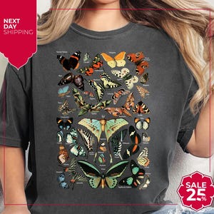 Comfort Colors® Vintage Butterfly & Moth TShirt | Cottagecore Aesthetic Butterfly Shirt | Gift For Her | Nature Lover Tee | Boho Clothing
