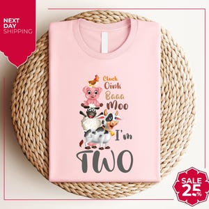 Oink Bah Moo I&#39;m two shirt | Barn animal birthday t-shirt | Turning 2 birthday shirt | I&#39;m two tee | Farm theme party | farm birthday