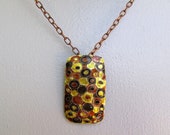 Gorgeous 1960s Copper w Metal Painted Inlay Pendant, Large MCM Design Brooch Pin or Pendant