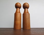 Danish Modern 8 quot Pepper Salt Shaker Set, End-grain Teak - Made in Denmark