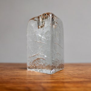 Iittala Arkipelago Triangular 5" Glass Ice Block Candle Holder Timo Sarpaneva, 3 Sided Crystal Monolith - Vintage Scandinavian Design