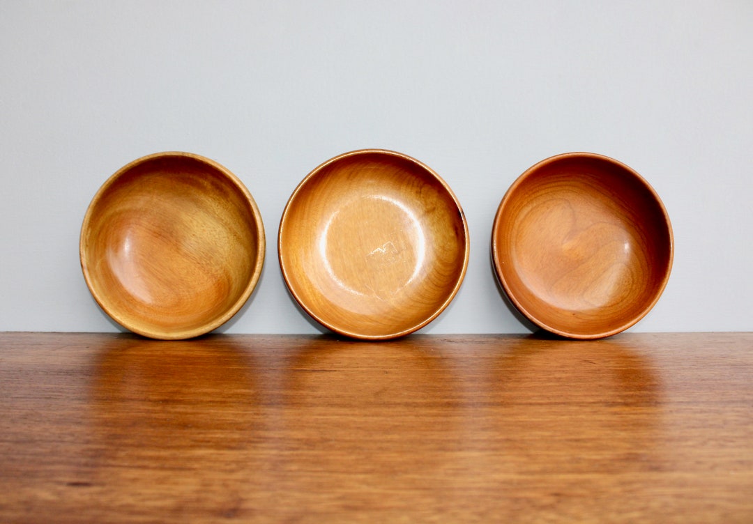 3 Pacific Myrtle Wood Salad Bowls From Oregon Myrtlewood Mix Etsy