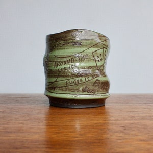 Bunko Babe Handcrafted Yunomi - Studio Pottery from Filthy American Ceramic Artist - Fun Game Night Tumbler Promoting Awesome Dice Game
