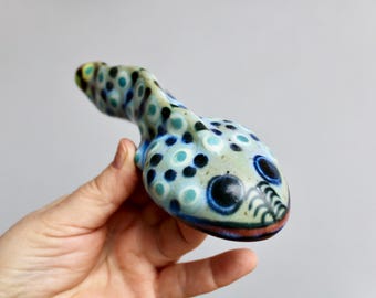 Rare unsigned Jorge Wilmot Studios 1970-80s Handcrafted Tadpole, Rosy Golden Iron Rich Clay, Vtg Pottery from 20th Century Jalisco Mexico