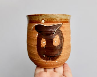 Vtg Counterpoint Hanging Owl & Leaf Planter,  Stoneware Vessel by Counterpoint Japan - Giftwares Imported into San Francisco in the 1970s