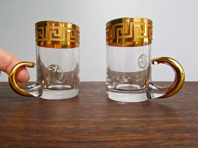 Vintage Italian SC Line Glass & Gold Espresso Cups in Etsy