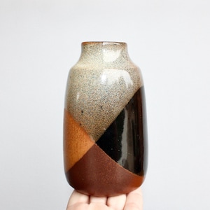 Pottery Craft U.S.A, Vintage California Stoneware Pottery Vase, Arts & Crafts Movement 1970s - Classic Modern Dimensional Layered Glazes