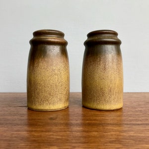 Romany Brown Denby Pottery Salt & Pepper Shakers, Stoneware by Denby, Made in England - Bohemian Modern Earthenware w/ Ombre Matte Glaze