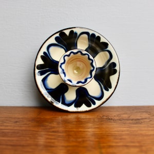 1930s Herman August Kähler Pottery - Handcrafted Studio Pottery Cobalt Blue Candleholder, Made in Denmark