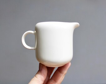 Inkeri Leivo Designed Arabia Finland Arctica White Porcelain 5oz Mini Creamer, Vintage Minimalist Modern-Design, Scandinavian Vintage Modern