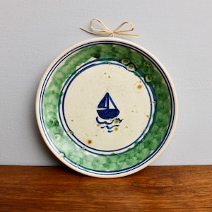 Curzon Italian 6&quot; Art Pottery Plate, Signed Handcrafted Shallow Bowl or Small Plate, Decorative Vintage 20th Century Ceramic Crafts of Italy