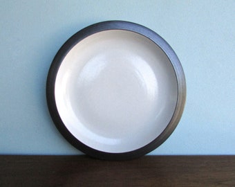 9.25" Edith Heath Pottery of California, Brown & White Rim Line, Luncheon Plate , American Modern Design
