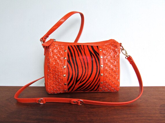 orange patent leather purse