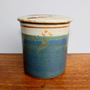 Large Studio Pottery Lidded Vessel, MCM Vintage Speckled Stoneware Vessel, Studio Arts Movement