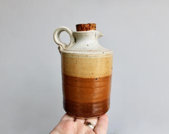 Vtg Cheverton Stoneware Olive Oil/Vinegar Jug by Ann Stannard & Marigold Austin, Yellow Orange Brown Ombre Glaze, Functional Ceramic Arts