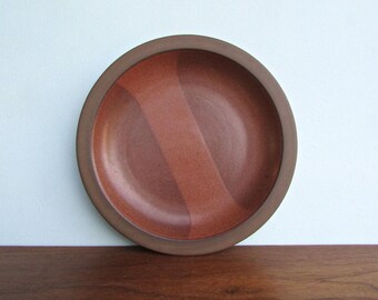 9.5" Edith Heath Pottery of California, Brown & Orange Rim Line, Luncheon Plate, American Modern Design