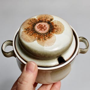 1970s Denby Westbury Large Sugar Bowl or Jam Jar by Denby, Vintage Earthenware Made in 20th Century England 1972-1977, Mid Century Britain