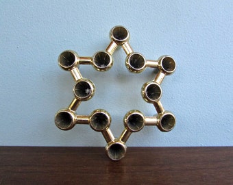 Star of David Tiny Taper Gold-Toned Cast Aluminum Candleholder in the Style of Jens Quistgaard for Dansk IHQ