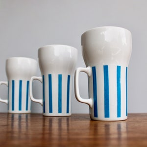 Schmid Tackett Large 12oz Mugs, Blue Stripe Designed by LaGardo Tackett, Mid Century Modern Tableware