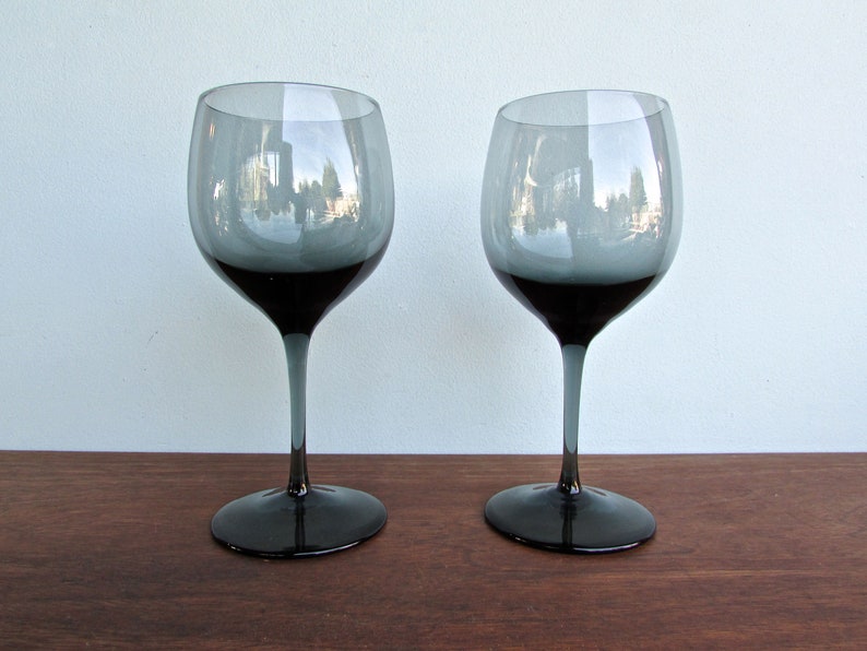 Pair of Lenox Blue Rhapsody Wine Glasses 1965 Smokey Blue Etsy