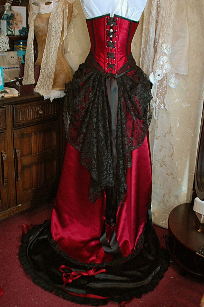 maroon and black wedding dress