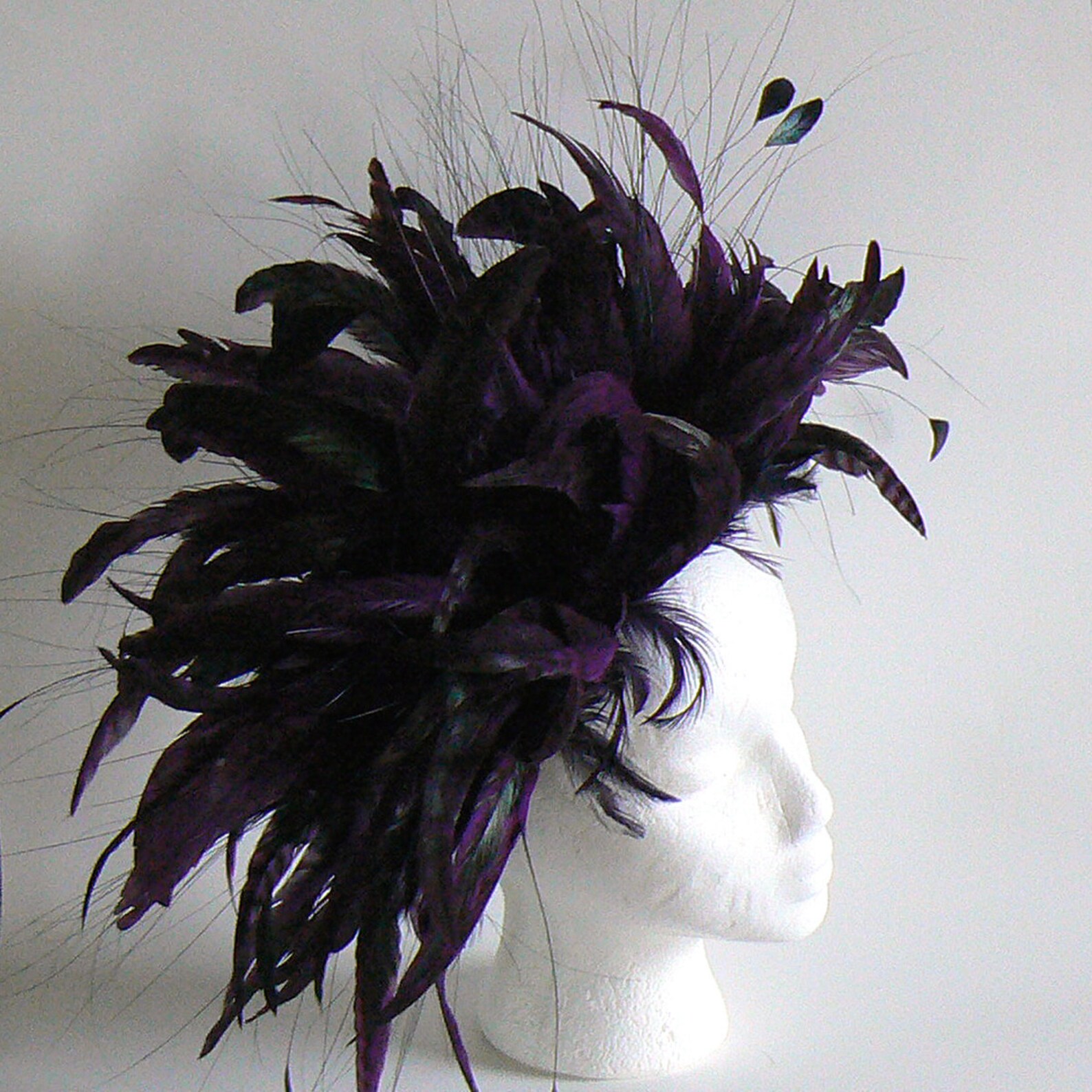 Large Feather Headress Feather Showgirl Headpiece Purple Etsy