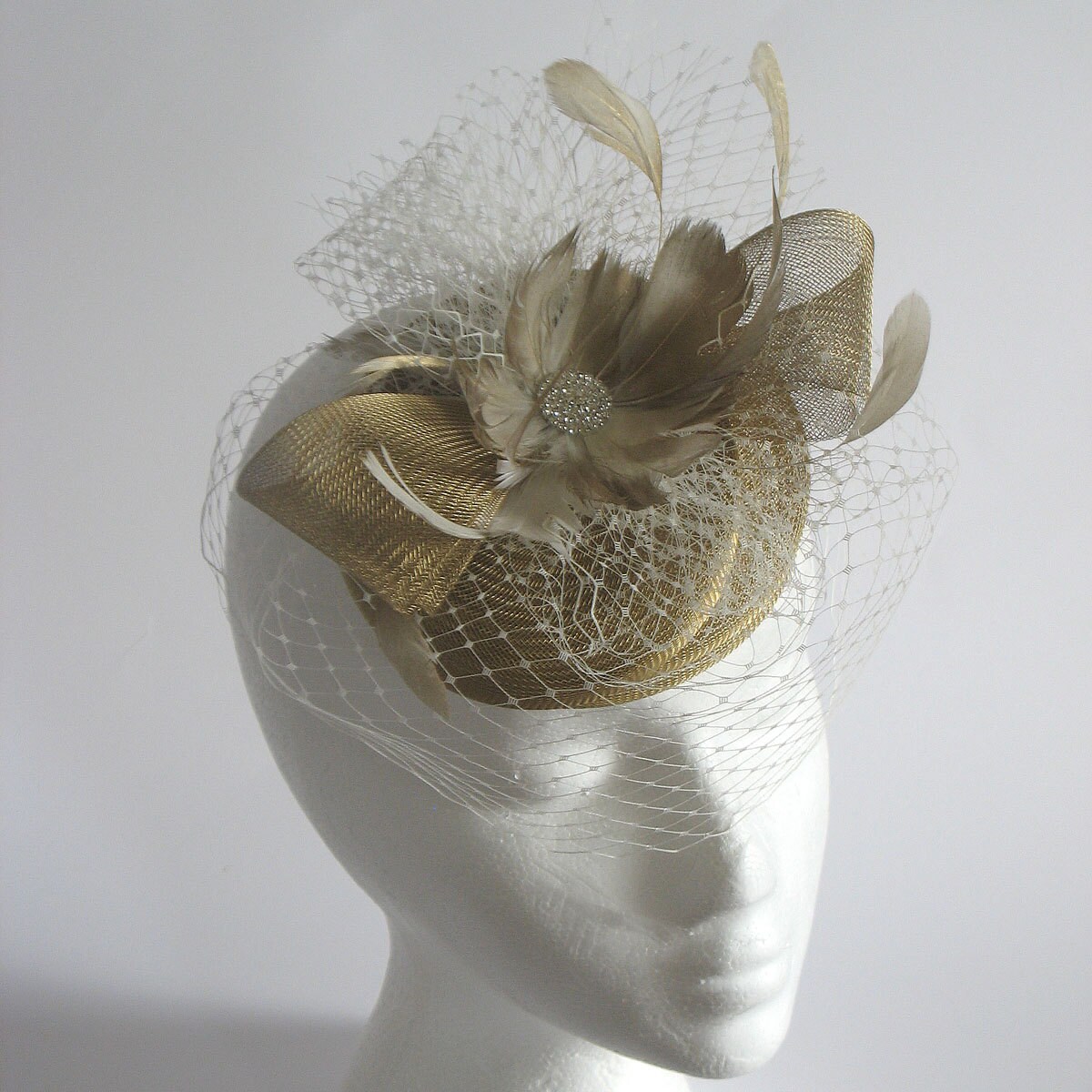 Bride Hat Gold Fascinator | Etsy 