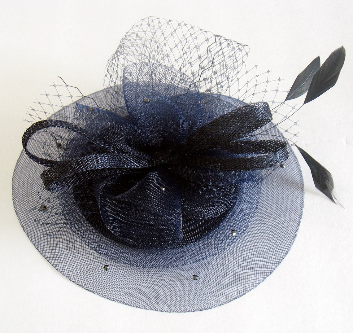 Navy Cocktail Hat Navy Mother of the Bride Cocktail Hat - Etsy