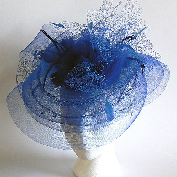 Royal Blue Horsehair Wedding Hat Mother 